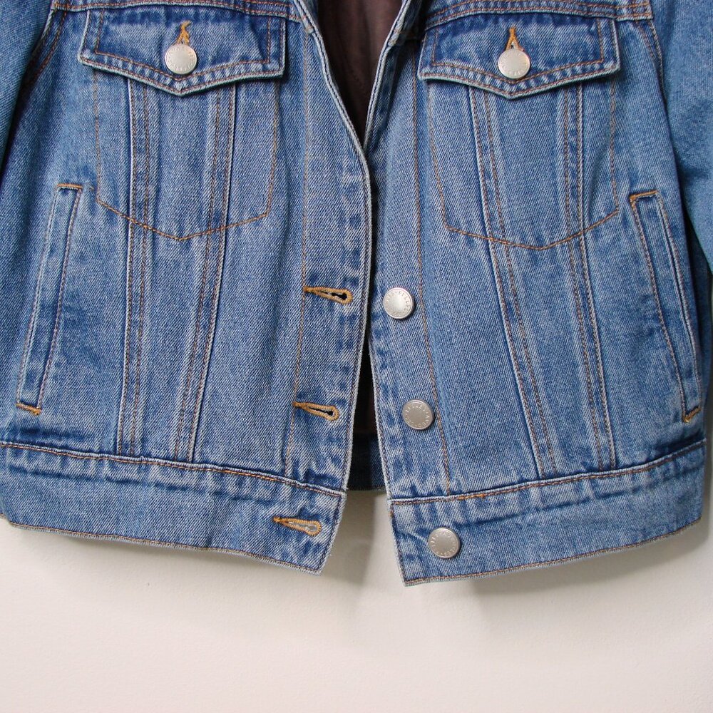 Anthropologie Avec Les Filles Denim Jean Jacket Faux Fur Trim Size Small NEW - Picture 7 of 15